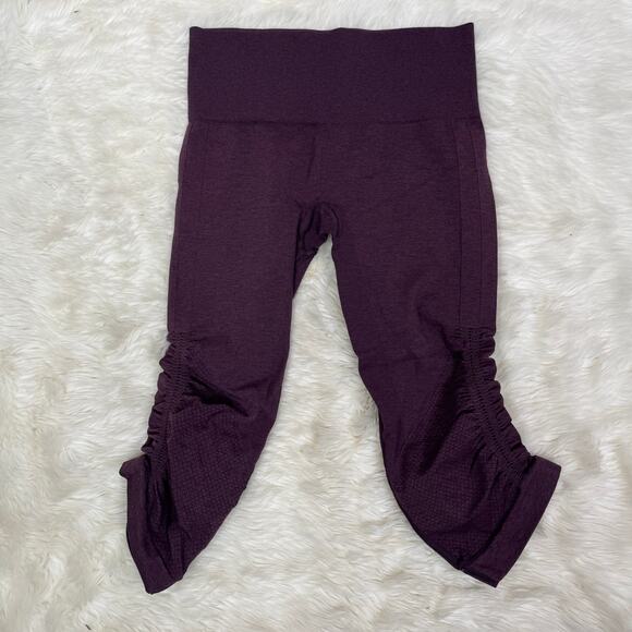 Lululemon In The Flow Crop II Heathered Black Cherry Leggings Size 4 - Picture 12 of 12